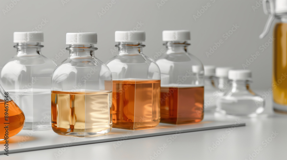 Apple Cider Vinegar Extract and White Flexible Pouches Mockup on Clean Bright Gray Background, Aesthetic Minimalistic Fashion Product Photography Apple Cider Vinegar Extract and White Flexible Pouches Mockup on Clean Bright Gray Background, Aesthetic Minimalistic Fashion Product Photography