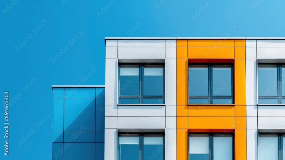 Corrugated Metal Industrial Office Buildings With Aluminum Warehouses, Under A Clear Blue Sky
