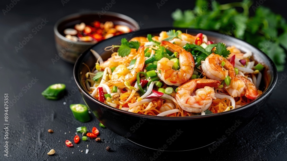 Fried Kueh Tiao With Bean Sprouts And Prawns, A Flavorful Street Food Dish Fried Kueh Tiao With Bean Sprouts And Prawns, A Flavorful Street Food Dish