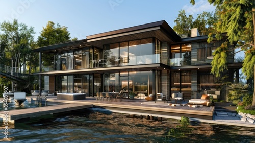 Wallpaper Mural A luxury riverside mansion with a modern design Torontodigital.ca