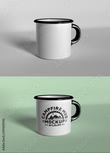 Сampfire Mug Mockup. Empty mug mock up for design promotion. 3D Render.