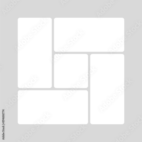 Template collage of five frames, images, photo