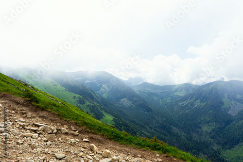 Mountain landscape with clouds