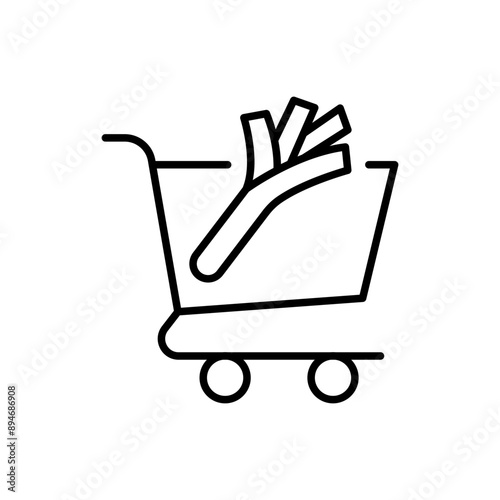 Leek cart outline icons, minimalist vector illustration ,simple transparent graphic element .Isolated on white background