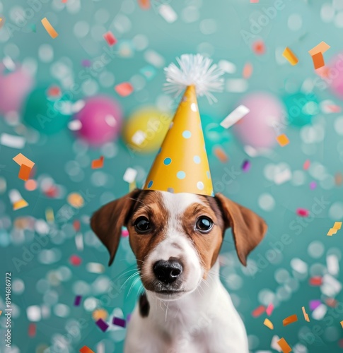 Dog Wearing Party Hat