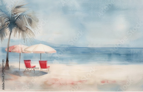 Beach Chairs Under Umbrellas