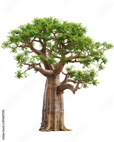 Baobab albero verde, cut out. su sfondo trasparente.	 photo