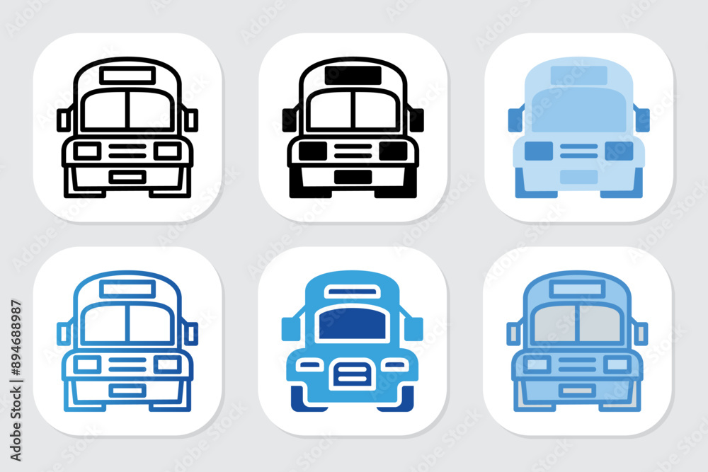 bus icons with various design styles bus icons with various design styles