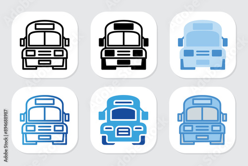 bus icons with various design styles