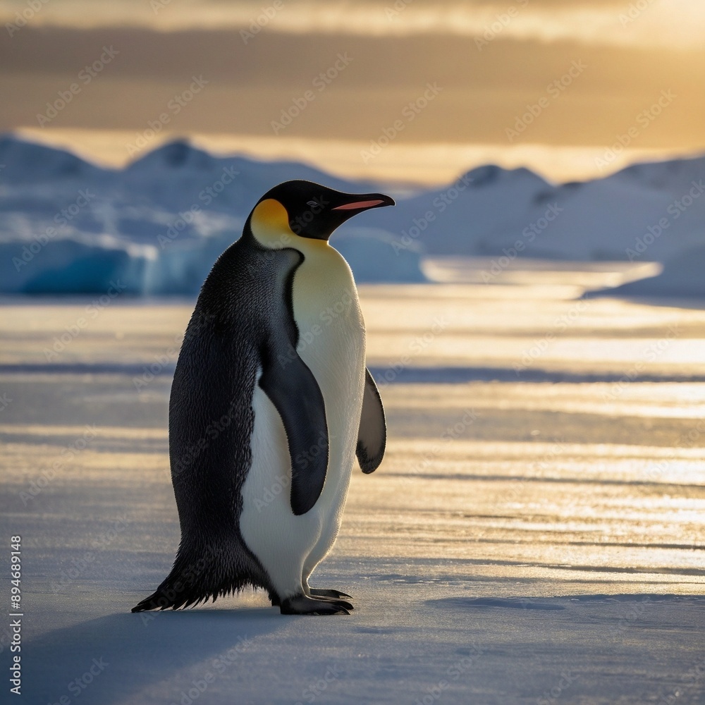Fototapeta premium Ice emperor south pole Cold Winter Arctic beach Penguin Seabird