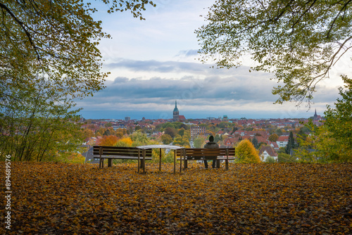 Sonnenaufgang im Herbst in Hildesheim, Niedersachsen, Deutschalnd photo