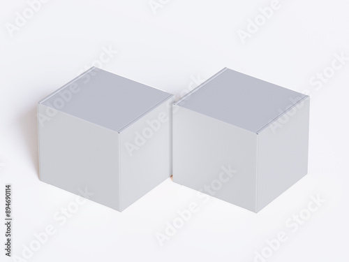 Realistic square White color Package Box on white background for mockup collection 3D render