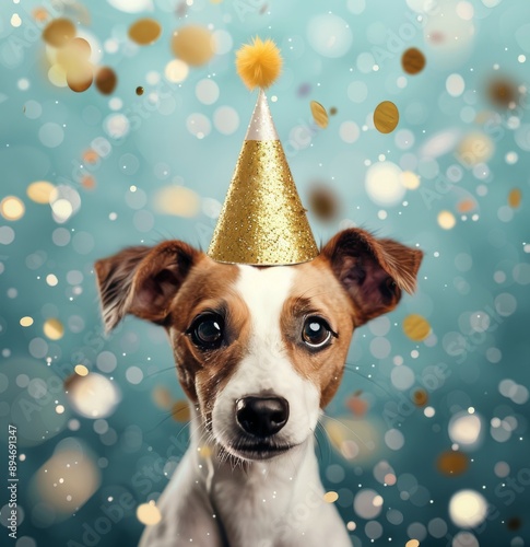 Dog Wearing Party Hat