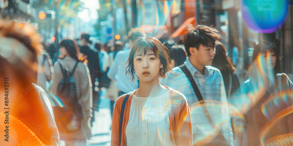 Obraz premium Crowd of Asian commuter people walking street