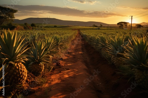 Pineapple plantation in Santa Rita, Paraíba, Brazil. Brazilian agriculture., generative IA