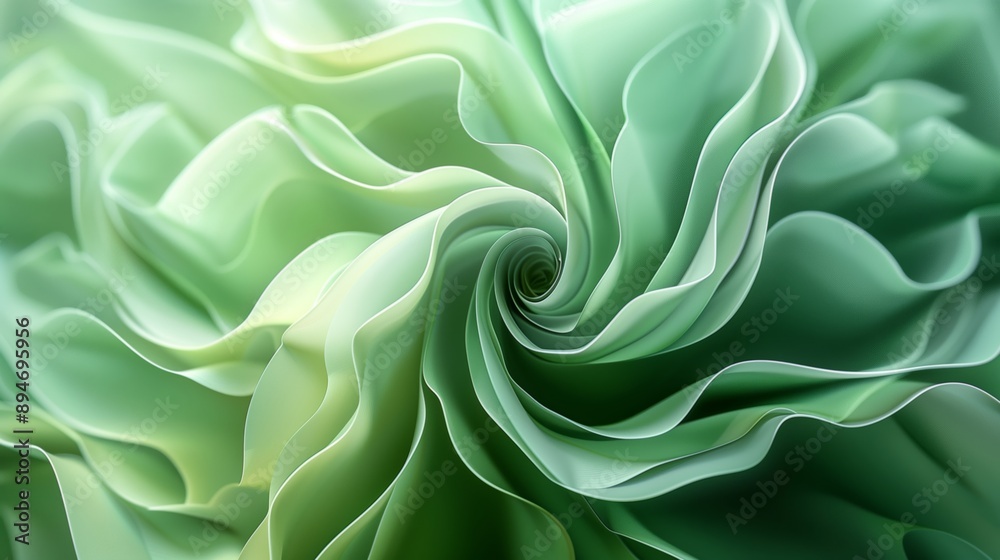 Minimalist Poster with 3D Fluid Lines in Green and Lime Minimalist Poster with 3D Fluid Lines in Green and Lime