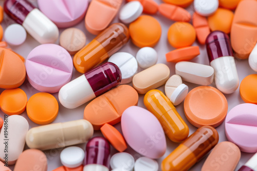 A colorful assortment of various pills and capsules, demonstrating a variety of pharmaceutical medication options for health and wellness needs.