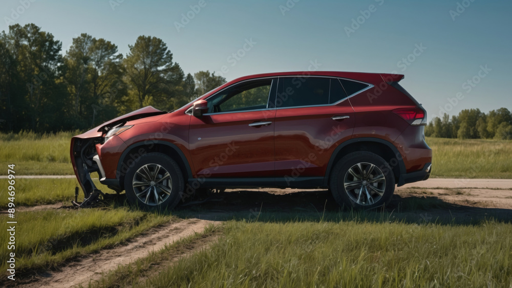 Fototapeta premium Abandoned Crashed SUV