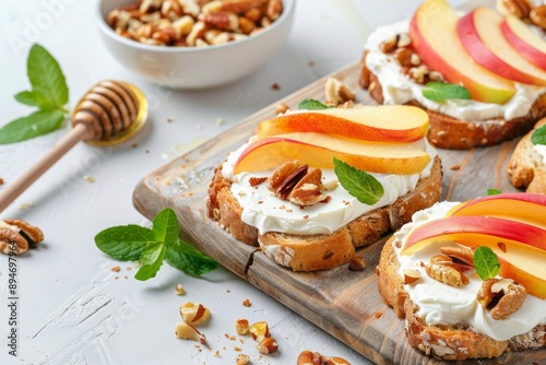 Peach and Ricotta Toasts With Nuts