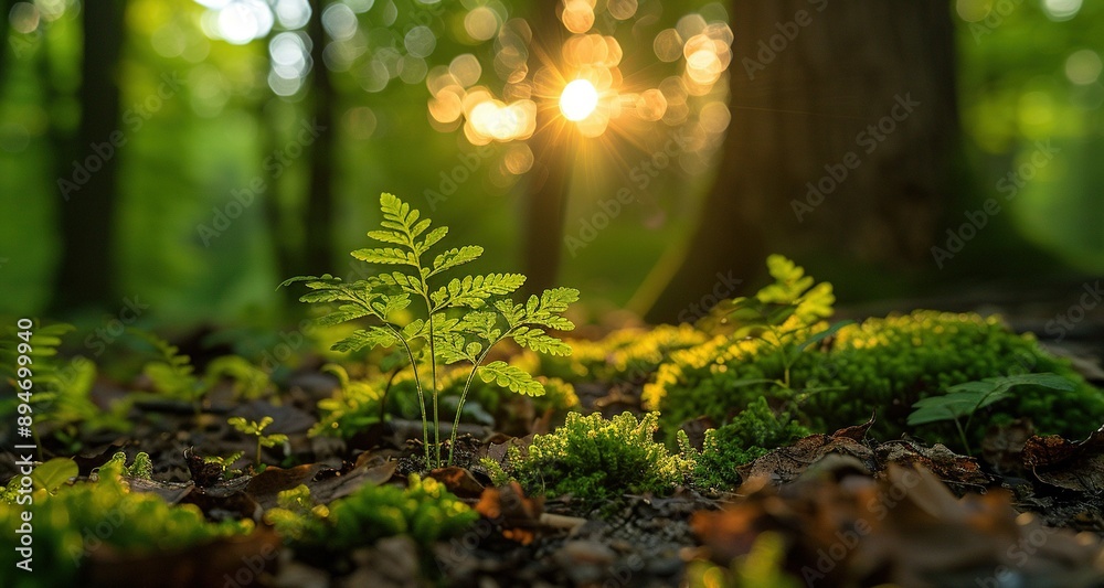 Fototapeta premium A mystical forset background with towering tree UHD wallpaper