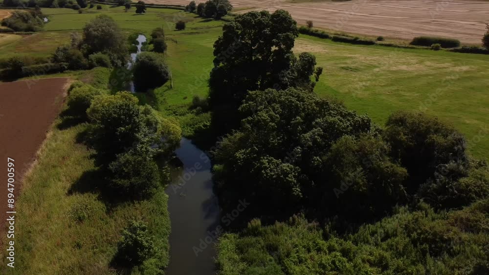 Aerial video over agricultural landscapes in Tixover United Kingdom Aerial video over agricultural landscapes in Tixover United Kingdom