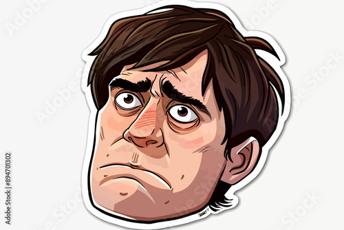 Disappointed Cartoon Face: An expressive cartoon face with a disappointed look.  The face is drawn in a simplistic style with a focus on the facial features that are conveying the emotion. The image i