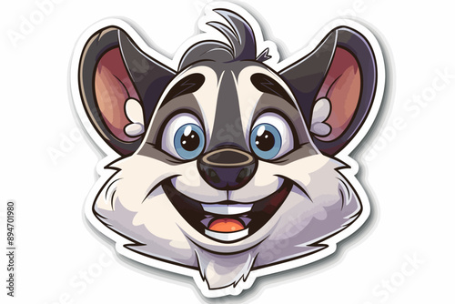 Smiling Cartoon Husky Face: A friendly cartoon husky with big blue eyes and a wide, toothy grin.  Perfect for children's books, educational materials, or any project needing a cute and approachable ca