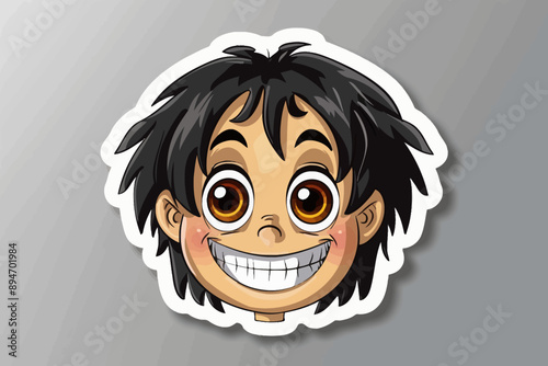 Beaming Boy Magnet: A cartoon boy with a wide, toothy grin radiates pure joy and happiness, perfect for adding a touch of cheer to any magnetic surface. 