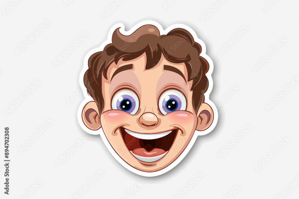 Cartoon Boy With Wide Open Mouth Smiling Joyfully Cartoon Boy With Wide Open Mouth Smiling Joyfully