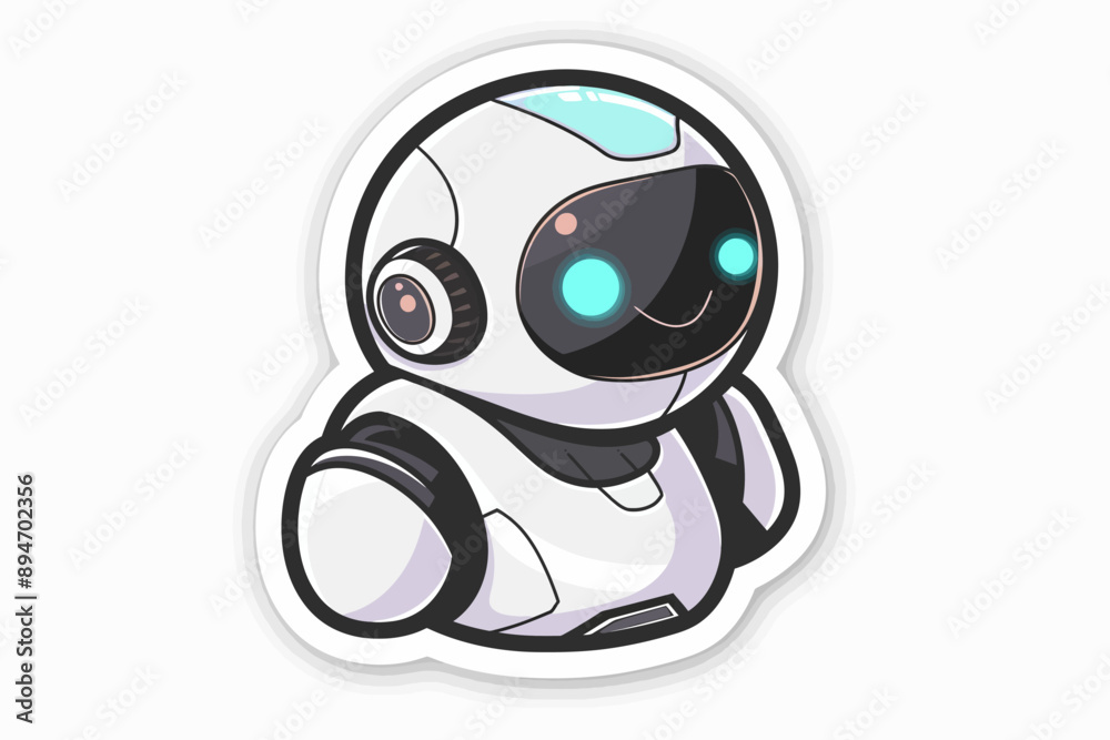 Chibi Bot's Gentle Gaze: A friendly white robot, rendered in a cute chibi art style, gazes with bright blue eyes, perfect for tech, gaming, or children's projects. Chibi Bot's Gentle Gaze: A friendly white robot, rendered in a cute chibi art style, gazes with bright blue eyes, perfect for tech, gaming, or children's projects.