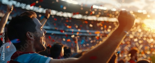 Man Celebrating Victory at Stadium