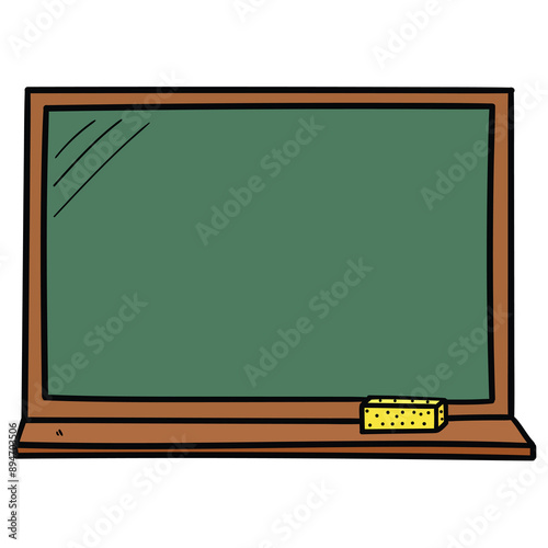 Hand drawn cartoon blank school blackboard on white background.
