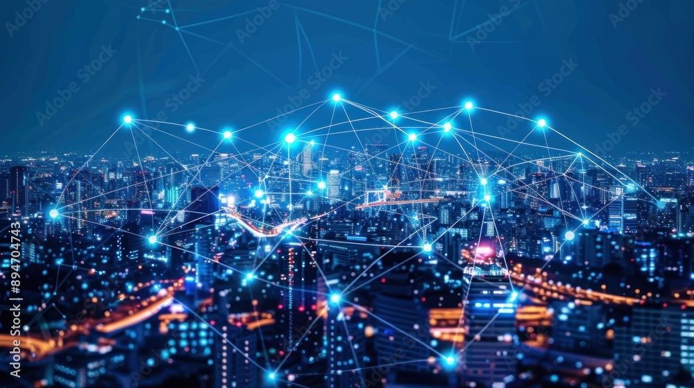 Connected Cityscape at Night Connected Cityscape at Night