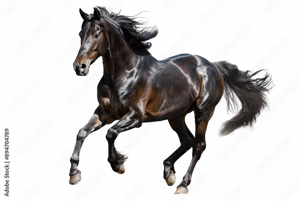 Obraz premium Horse in motion. Isolated on white background. Gallop