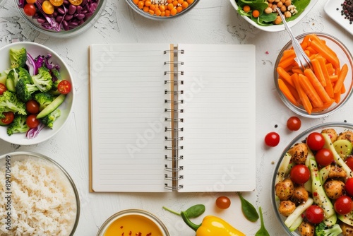 Meal Prep Containers With Blank Notebook