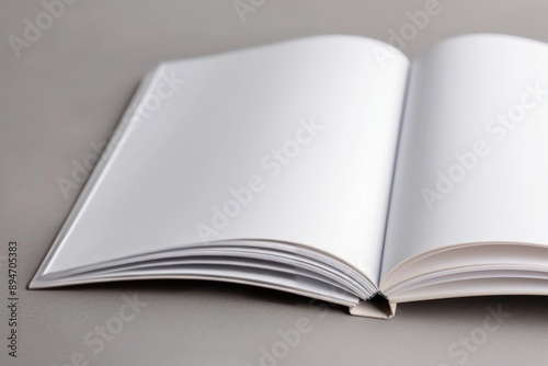 Blank Book Open on Table