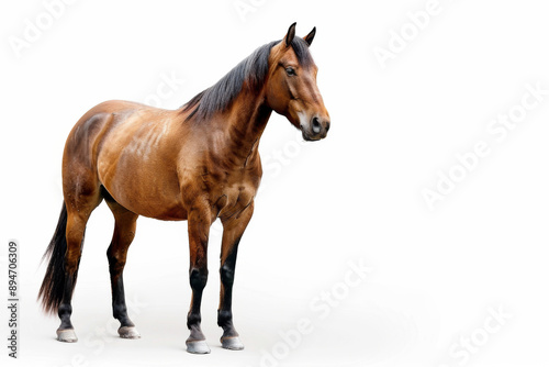 Horse in motion. Isolated on white background. Gallop