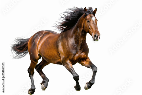 Horse in motion. Isolated on white background. Gallop