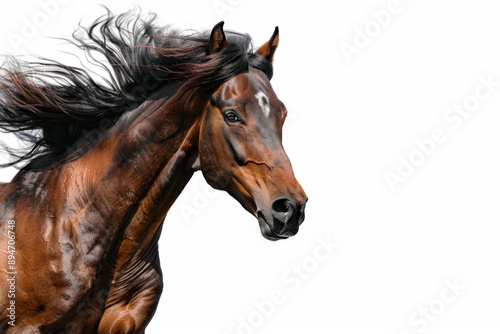 Horse in motion. Isolated on white background. Gallop