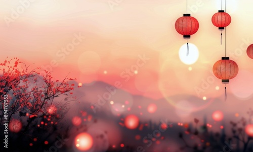 Red Lanterns at Sunset