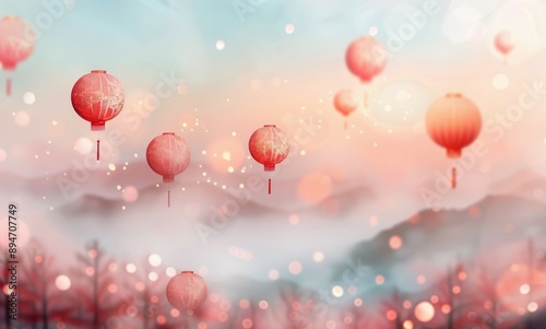 Red Lanterns at Sunset