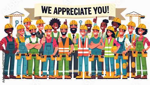 illustration of construction workers celebrating a Building and Code Staff Appreciation Day