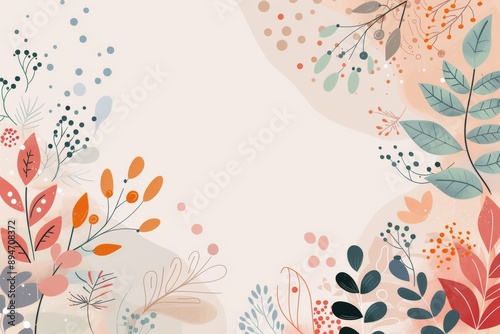 Autumn Floral Illustration With Red And Black Leaves