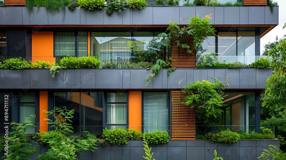 Fototapeta premium Balcony of a sustainable green office or residential building