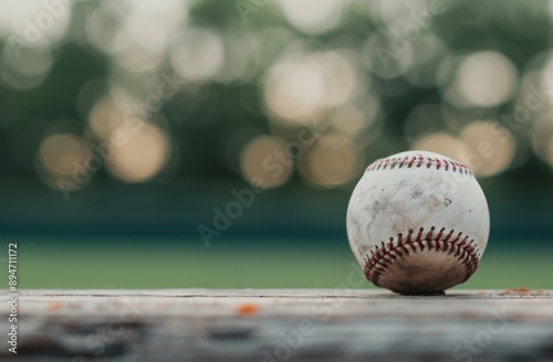 Baseball on a Field Bench