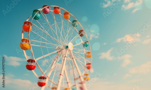 Colorful Ferris Wheel at Amusement Park