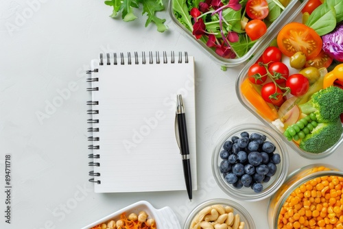 Healthy Meal Prep With Notebook and Pen