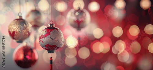 Red Lanterns Hanging In Front of Bokeh Lights