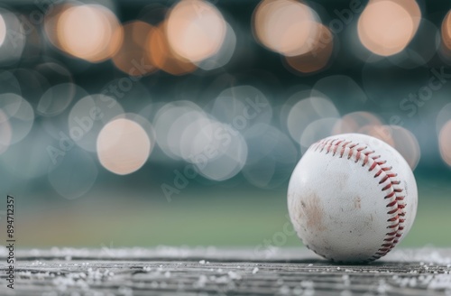 Baseball on a Field Bench