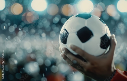 Soccer Player Holding Ball on Field